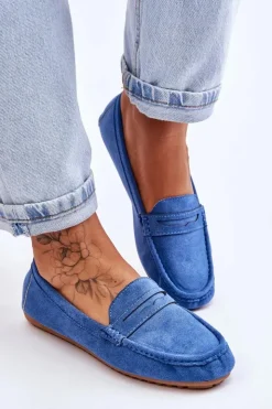 Boto Mokasyny Damskie Zamszowe*Damskie Klasyczne Zamszowe Mokasyny Niebieskie Ivana