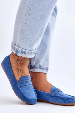 Boto Mokasyny Damskie Zamszowe*Damskie Klasyczne Zamszowe Mokasyny Niebieskie Ivana