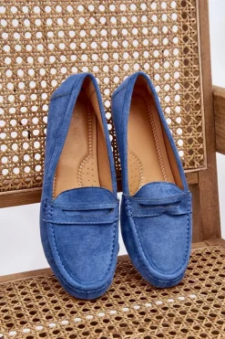 Boto Mokasyny Damskie Zamszowe*Damskie Klasyczne Zamszowe Mokasyny Niebieskie Ivana