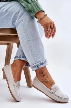 Damskie Boto Damskie Klasyczne Zamszowe Mokasyny Szare Ivana