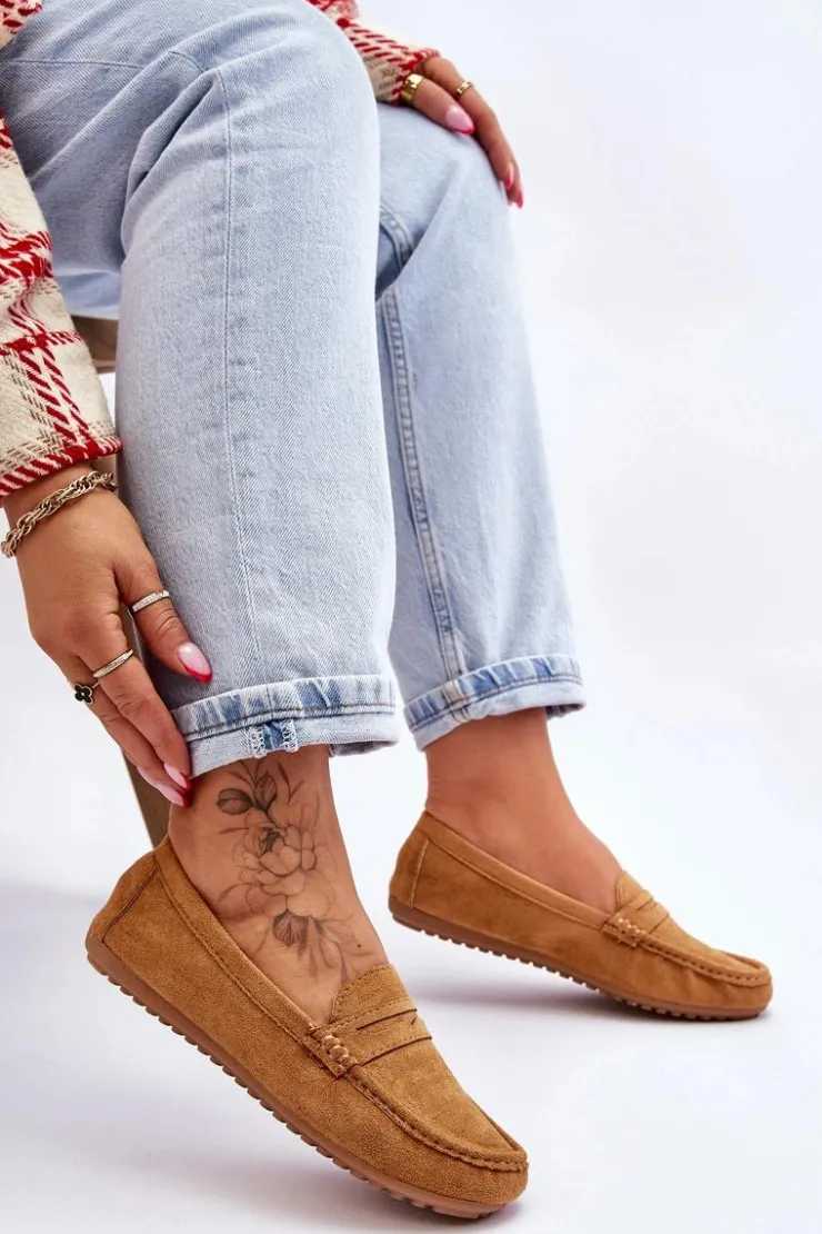 Sale Boto Damskie Klasyczne Zamszowe Mokasyny Camel Ivana