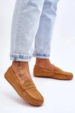 Sale Boto Damskie Klasyczne Zamszowe Mokasyny Camel Ivana