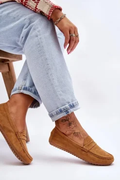 Sale Boto Damskie Klasyczne Zamszowe Mokasyny Camel Ivana