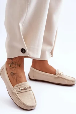 Boto Loafersy Damskie|Mokasyny Damskie Zamszowe*Damskie Klasyczne Zamszowe Mokasyny Beżowe Corinell Beżowy