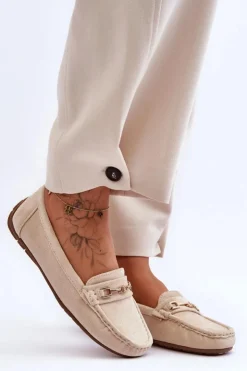 Boto Loafersy Damskie|Mokasyny Damskie Zamszowe*Damskie Klasyczne Zamszowe Mokasyny Beżowe Corinell Beżowy