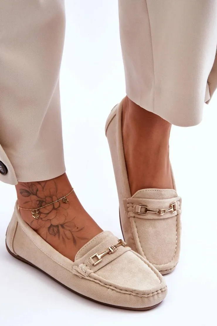 Boto Loafersy Damskie|Mokasyny Damskie Zamszowe*Damskie Klasyczne Zamszowe Mokasyny Beżowe Corinell Beżowy