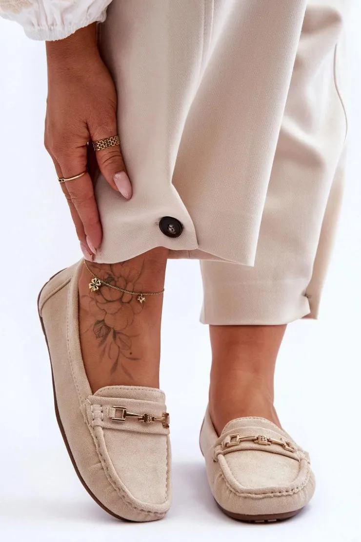 Boto Loafersy Damskie|Mokasyny Damskie Zamszowe*Damskie Klasyczne Zamszowe Mokasyny Beżowe Corinell Beżowy