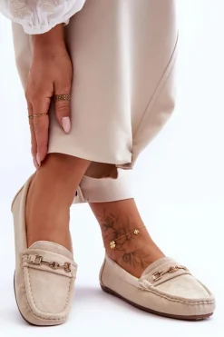 Boto Loafersy Damskie|Mokasyny Damskie Zamszowe*Damskie Klasyczne Zamszowe Mokasyny Beżowe Corinell Beżowy