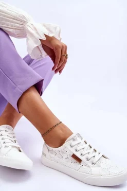 Damskie Big Star Shoes Damskie Koronkowe Tenisówki BIG STAR W274925 Białe