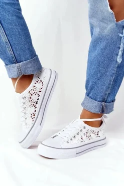 Hot Boto Damskie Koronkowe Trampki Białe Candice