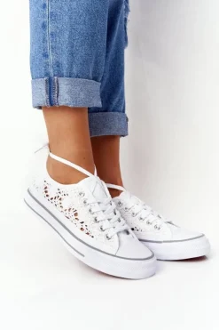 Hot Boto Damskie Koronkowe Trampki Białe Candice