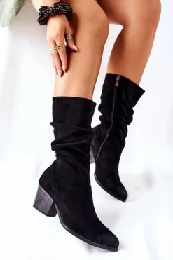 Hot Buty damskie Vinceza Damskie Kozaczki Zamszowe Czarne Ranafast