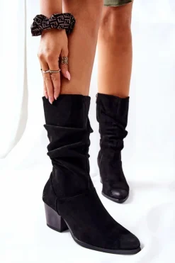 Hot Buty damskie Vinceza Damskie Kozaczki Zamszowe Czarne Ranafast