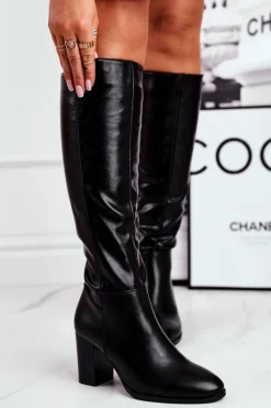 Best Buty Sergio Leone Damskie kozaki do kolana Sergio Leone czarne KZ278