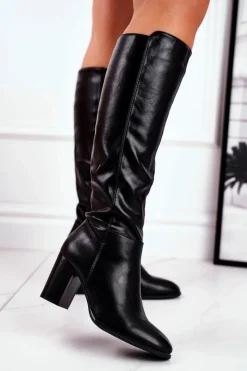 Best Buty Sergio Leone Damskie kozaki do kolana Sergio Leone czarne KZ278