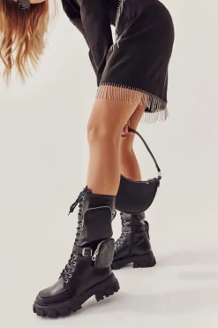 Hot Boto Damskie Kozaki Glany Sznurowane Z Nerkami Czarne Mirrano