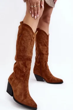 Damskie Boto Damskie Kozaki Kowbojki Na Słupku Camel Sloana