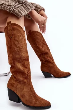 Damskie Boto Damskie Kozaki Kowbojki Na Słupku Camel Sloana