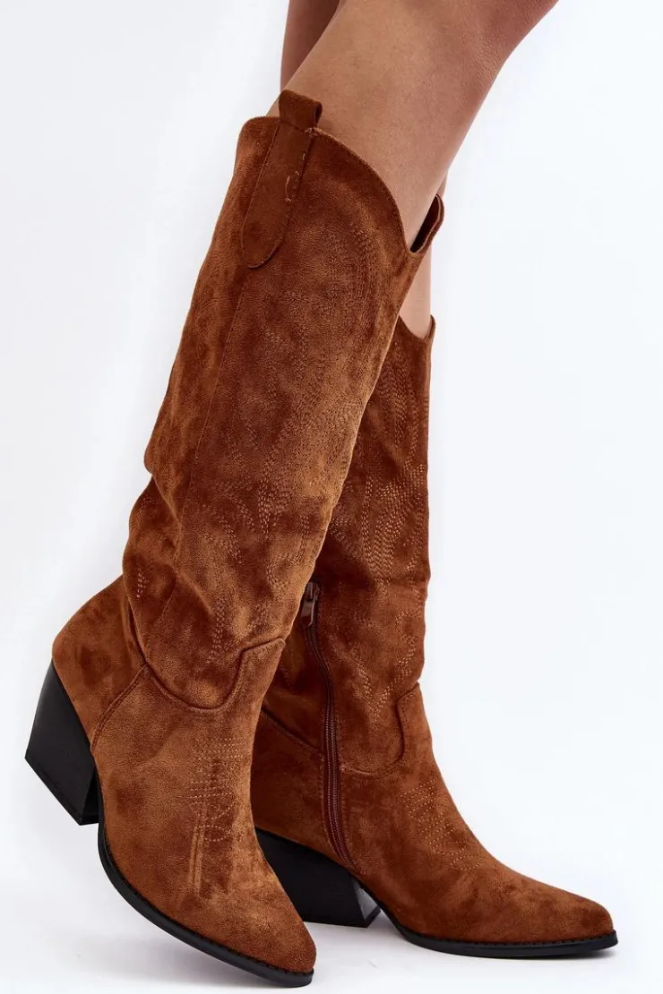 Damskie Boto Damskie Kozaki Kowbojki Na Słupku Camel Sloana