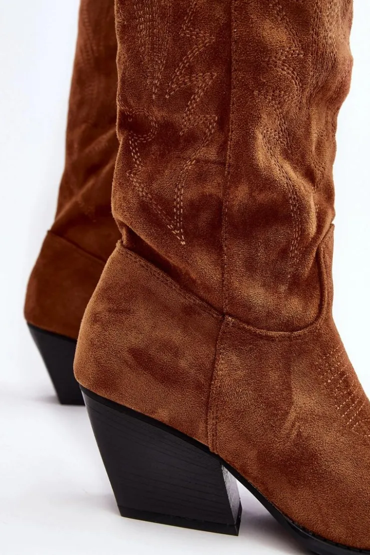 Damskie Boto Damskie Kozaki Kowbojki Na Słupku Camel Sloana