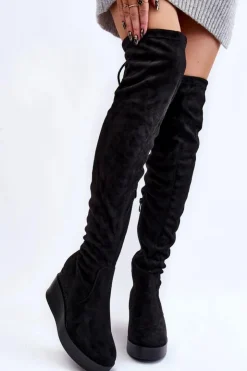 Boto Muszkieterki|Kozaki Wiosenne*Damskie Kozaki Muszkieterki Na Koturnie Czarne Elori