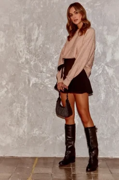 Damskie Boto Damskie Kozaki Na Płaskim Obcasie Z Marszczoną Cholewką Czarne Tercella