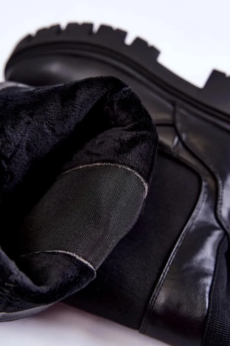 Best Evento Damskie Kozaki Na Platformie Do Kolana Czarne Milania