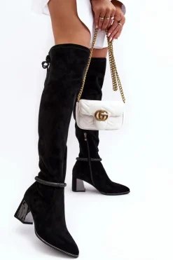 Damskie buty S.Barski Muszkieterki|Kozaki Za Kolano*Damskie Kozaki Na Słupku Za Kolano D&A MR870-65 Czarne