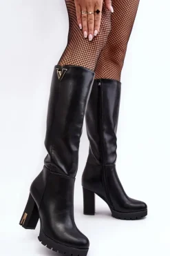 Boto Kozaki Przed Kolano|Kozaki Na Obcasie*Damskie Kozaki Przed Kolano Na Słupku Czarne Ceesina