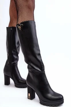Boto Kozaki Przed Kolano|Kozaki Na Obcasie*Damskie Kozaki Przed Kolano Na Słupku Czarne Ceesina