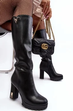 Boto Kozaki Przed Kolano|Kozaki Na Obcasie*Damskie Kozaki Przed Kolano Na Słupku Czarne Ceesina