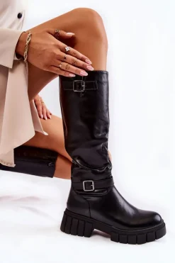 Damskie Boto Damskie Kozaki Przed Kolano Czarne Mariett
