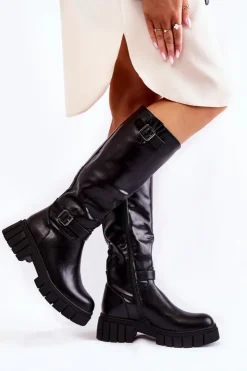 Damskie Boto Damskie Kozaki Przed Kolano Czarne Mariett