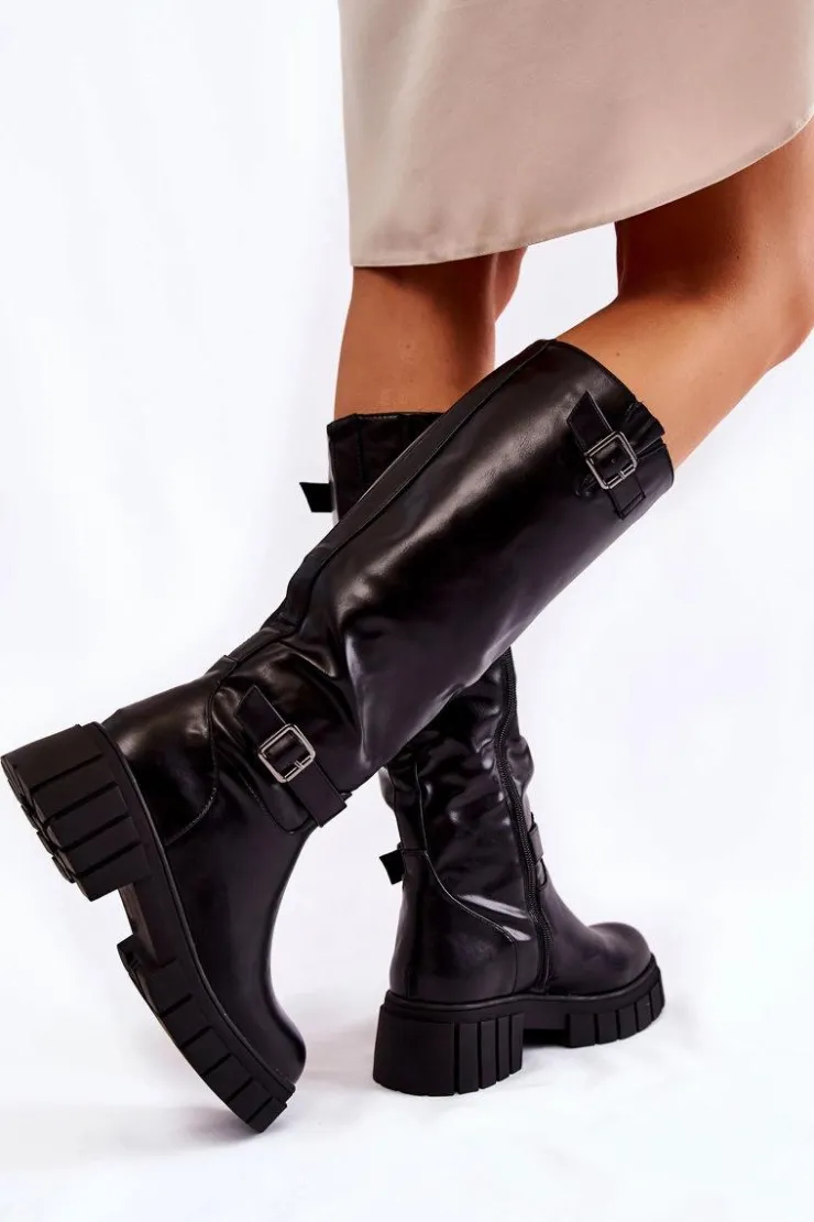 Damskie Boto Damskie Kozaki Przed Kolano Czarne Mariett