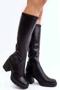 Buty Sergio Leone Kozaki Przed Kolano|Kozaki Na Obcasie*Damskie Kozaki Przed Kolano Na Obcasie Ocieplane Czarne Sislene
