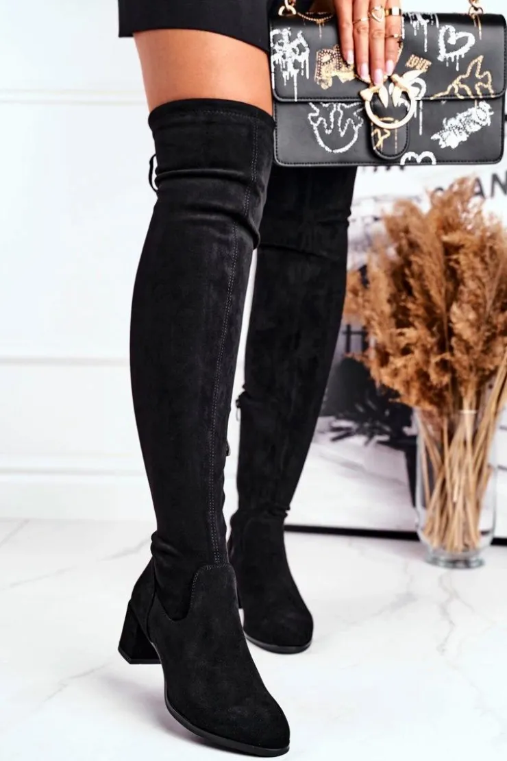 Damskie Buty Sergio Leone Damskie kozaki Sergio Leone lycra czarne KZ281