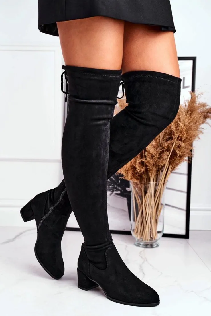 Damskie Buty Sergio Leone Damskie kozaki Sergio Leone lycra czarne KZ281