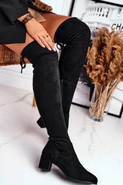 Damskie Buty Sergio Leone Damskie kozaki Sergio Leone lycra czarne KZ281