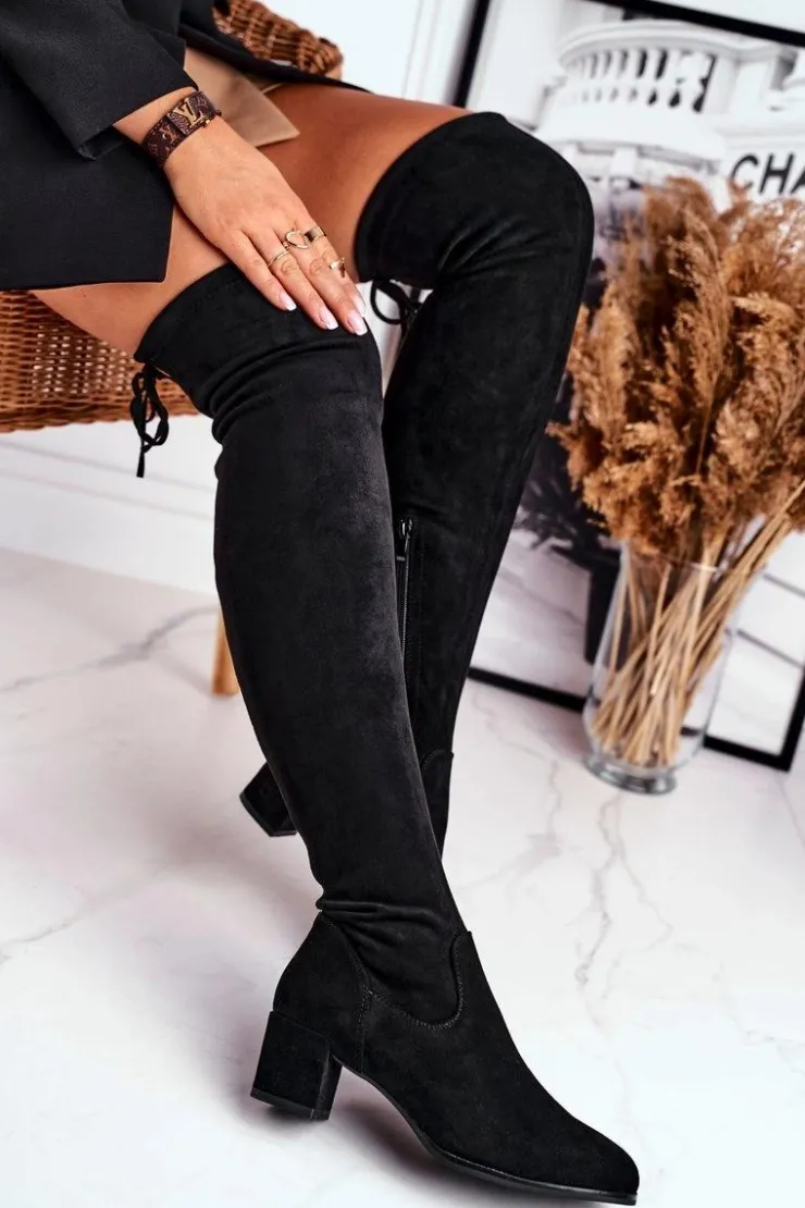 Damskie Buty Sergio Leone Damskie kozaki Sergio Leone lycra czarne KZ281