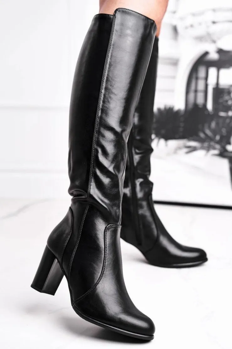 Buty Sergio Leone Kozaki Na Obcasie*Damskie Kozaki Sergio Leone Czarne KZ275