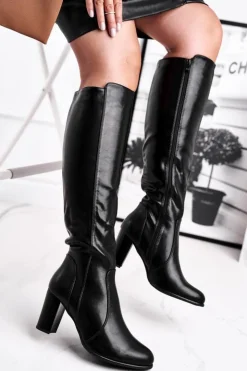 Buty Sergio Leone Kozaki Na Obcasie*Damskie Kozaki Sergio Leone Czarne KZ275