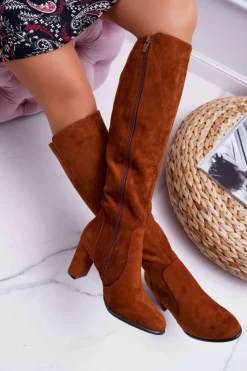 Buty Sergio Leone Kozaki Na Obcasie|Kozaki Zamszowe*Damskie Kozaki Sergio Leone Zamszowe Camel KZ275