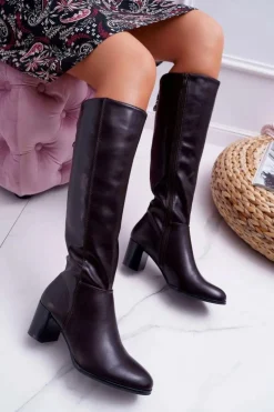 Outlet Buty Sergio Leone Damskie Kozaki Sergio Leone Brązowe KZ273