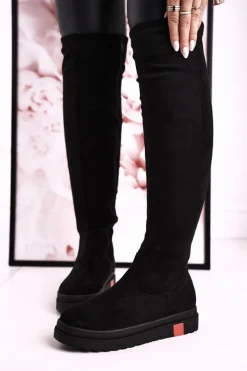 Boto Kozaki Płaskie|Kozaki Zamszowe*Damskie Kozaki Za Kolano Zamszowe Czarne Gracelyn