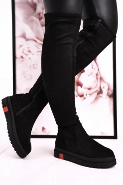 Boto Kozaki Płaskie|Kozaki Zamszowe*Damskie Kozaki Za Kolano Zamszowe Czarne Gracelyn