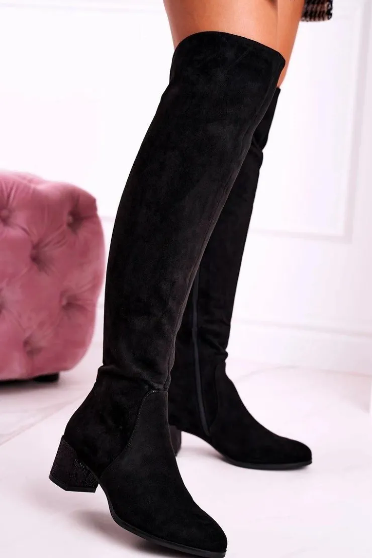 Damskie Buty Sergio Leone Damskie kozaki zamszowe Sergio Leone czarne KZ299