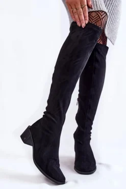 Damskie Buty damskie Vinceza Damskie Kozaki Zamszowe Za Kolano Czarne Hessa