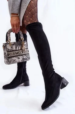 Damskie Buty damskie Vinceza Damskie Kozaki Zamszowe Za Kolano Czarne Hessa