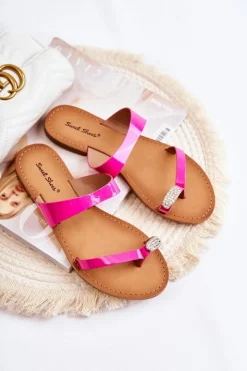 Damskie Boto Damskie Lakierowane Klapki Japonki Fuksja Jimena