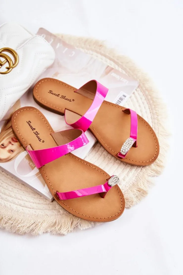 Damskie Boto Damskie Lakierowane Klapki Japonki Fuksja Jimena